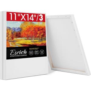 imageESRICH Stretched Canvas for Painting 3 Pack 9x12 Inch Canvas Value PackPrimed AcidFree Cotton Blank Canvases Painting Canvas for Oil ampamp Acrylic Paint11x14in 3pack