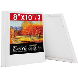 imageESRICH Stretched Canvas for Painting 3 Pack 9x12 Inch Canvas Value PackPrimed AcidFree Cotton Blank Canvases Painting Canvas for Oil ampamp Acrylic Paint8x10in 3pack