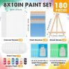 imageESRICH 20 Pack 8x10 Canvas Painting Kits for Adults with Easel Mini Acrylic Paint Paint Brushes Palettes Aprons Sip and Paint Kits for Adults Couples Friends Date Night Painting Party Supplies