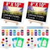imageESRICH 2 Pack 8x10 Canvas Painting Kits for Adults with Easel Mini Acrylic Paint Paint Brushes Palettes Aprons Sip and Paint Kits for Adults Couples Friends Date Night Painting Party Supplies