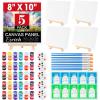 imageESRICH 5 Pack 8x10 Canvas Painting Kits for Adults with Easel Mini Acrylic Paint Paint Brushes Palettes Aprons Sip and Paint Kits for Adults Couples Friends Date Night Painting Party Supplies